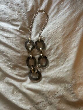 Statement gold Chain Necklace with Smoky Gray Resin Links